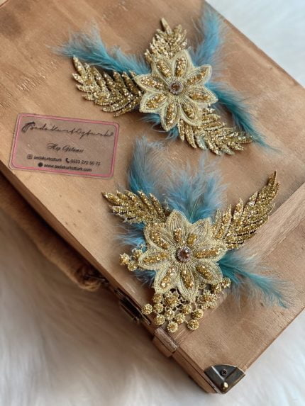 Özel Koleksiyon Kına Avuç İçi Gülleri Gold - Petrol